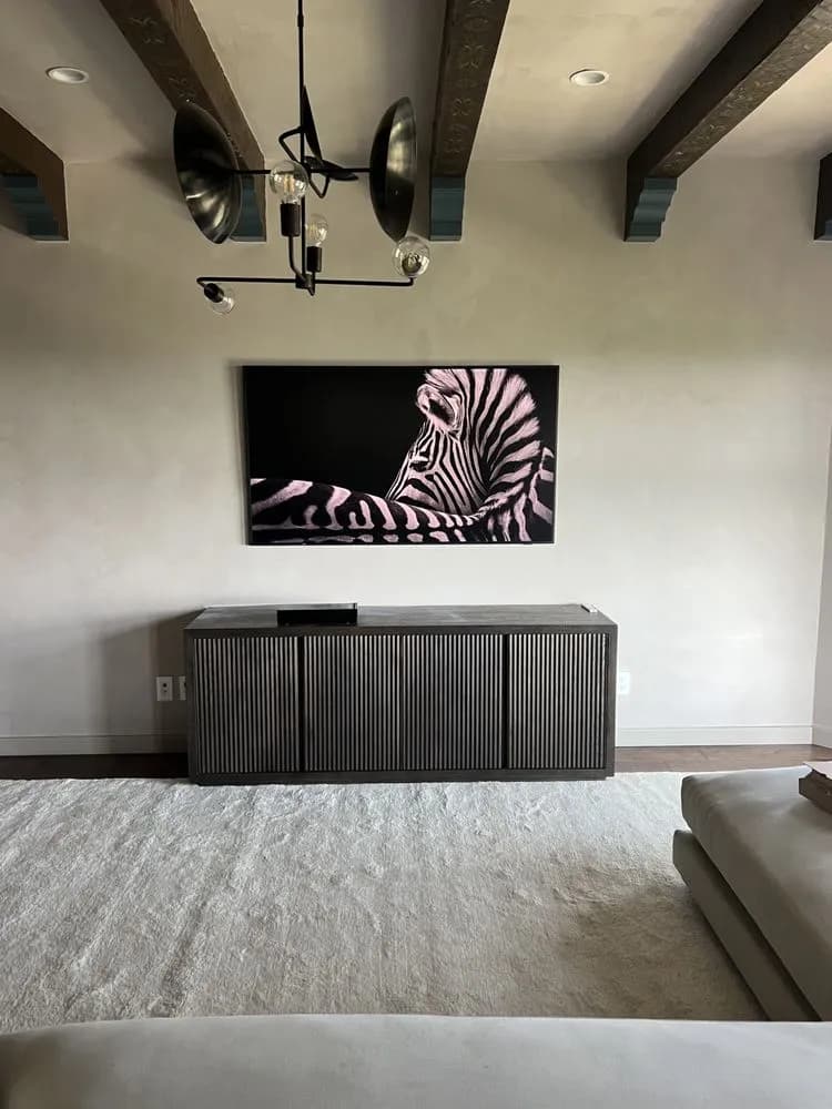 Samsung Frame TV installation in Los Angeles home, wall-mounted for a sleek modern look